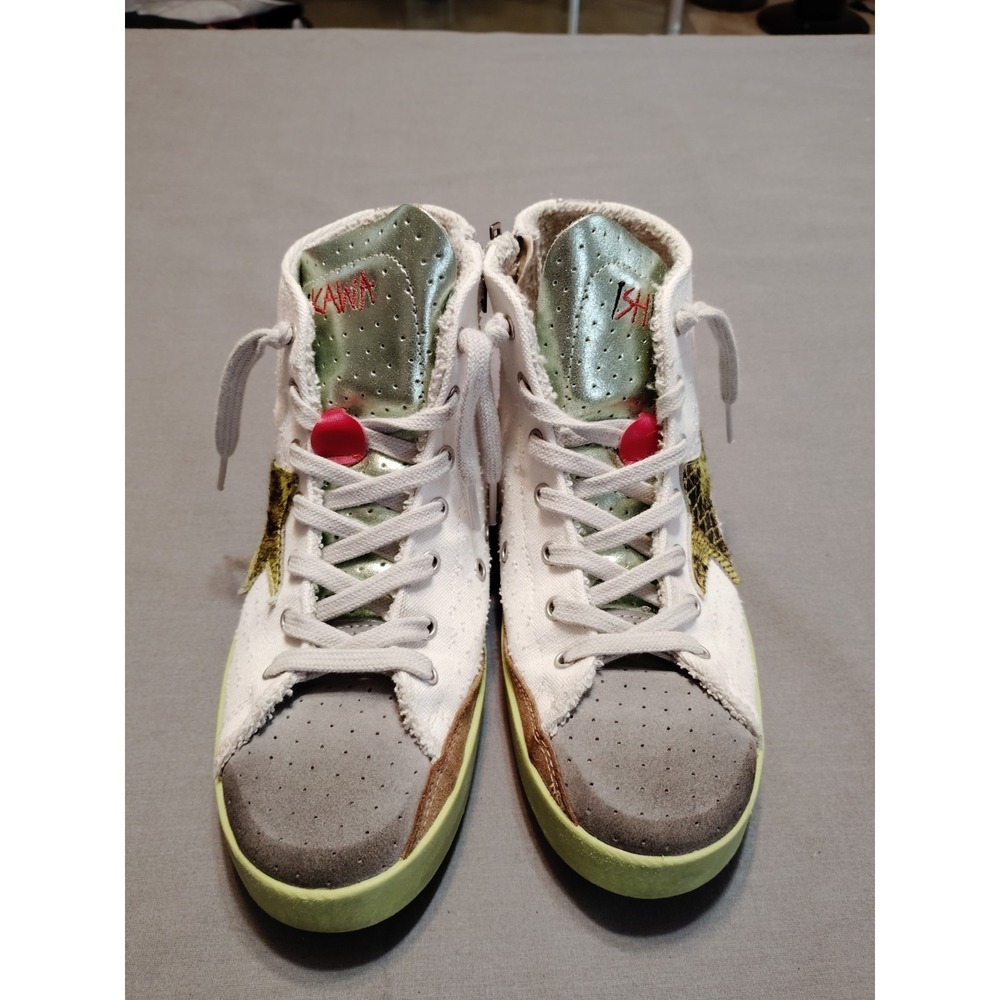 VTG Ishikawa Handmade Graphic Japan Designer HI TOP Sneaker 7.5-8 Made In ITALY‎